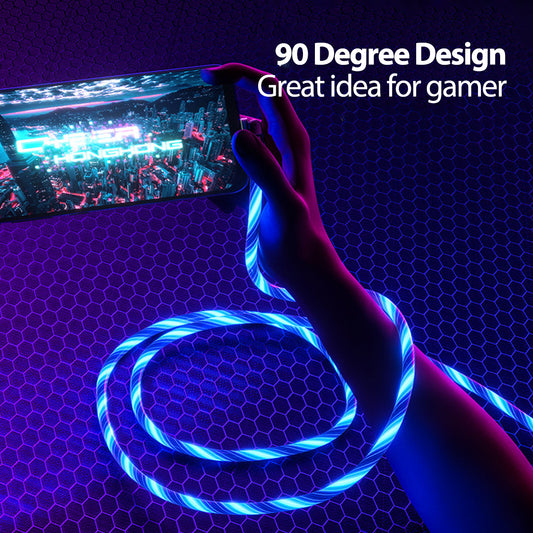 180° Light Up Lightning Cable LED iPhone Charger Cord 3FT,Glowing Light Up Charging Cable