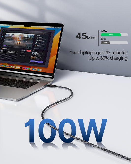 Aioneus USB C Cable 100W USB C to USB C Cable for iPhone 15 (Grey)