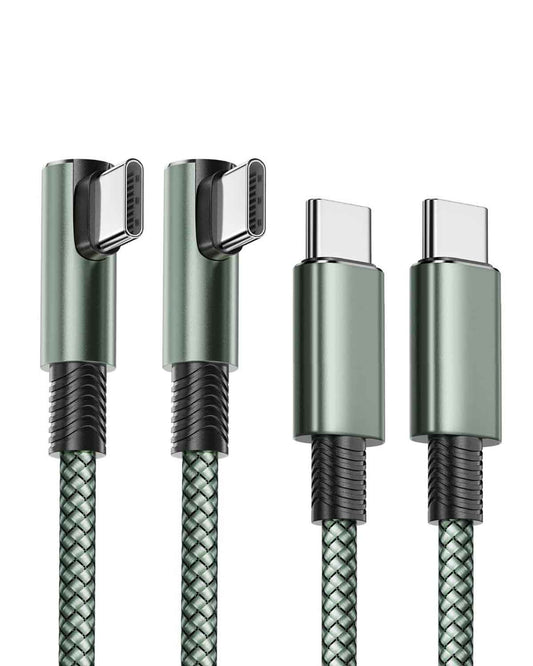 Aioneus 90 Degree 60W USB-C to USB-C Cable 6ft - 2PCs