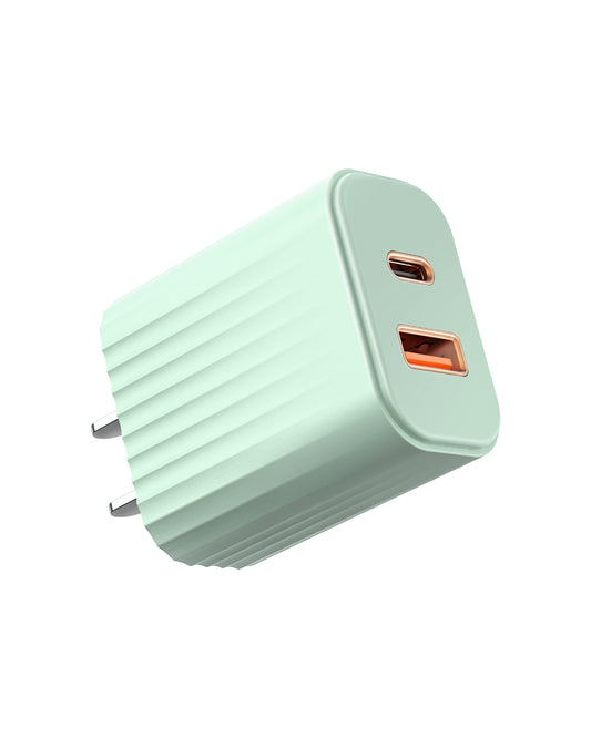 25W USB Type C Super Fast Charging Block 2-Port PD+QC Wall Plug Adapter