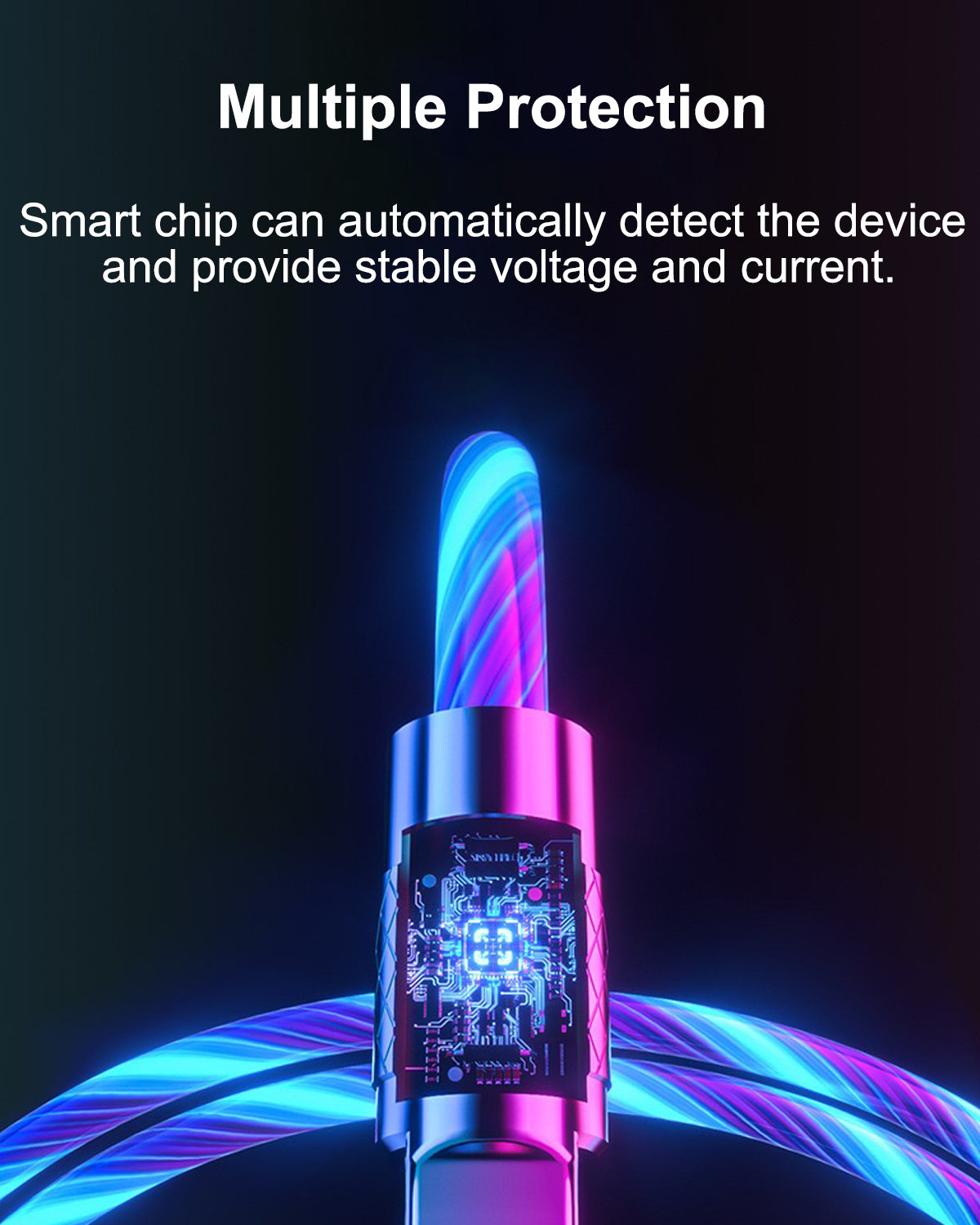 Led Flowing Light Up Charger Cable 3 In 1 Multi Charging Cable Micro - Foto 2