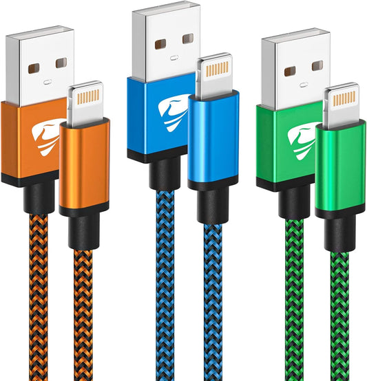 iPhone Charging Cable 2 m 3 Pack, Lightning Cable [MFi Certified] Charging Cable iPhone Fast Charging Cable Nylon iPhone Cable Fast USB Lightning Cable for iPhone 14 13 12 11 Pro Max Mini XS X 8 7 6 6s Plus 5 SE